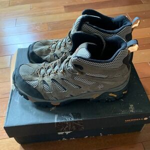 Merrell Moab Mid Ventilator Hiking Boots Men's 12 Walnut Brown Vibram‎ Sole